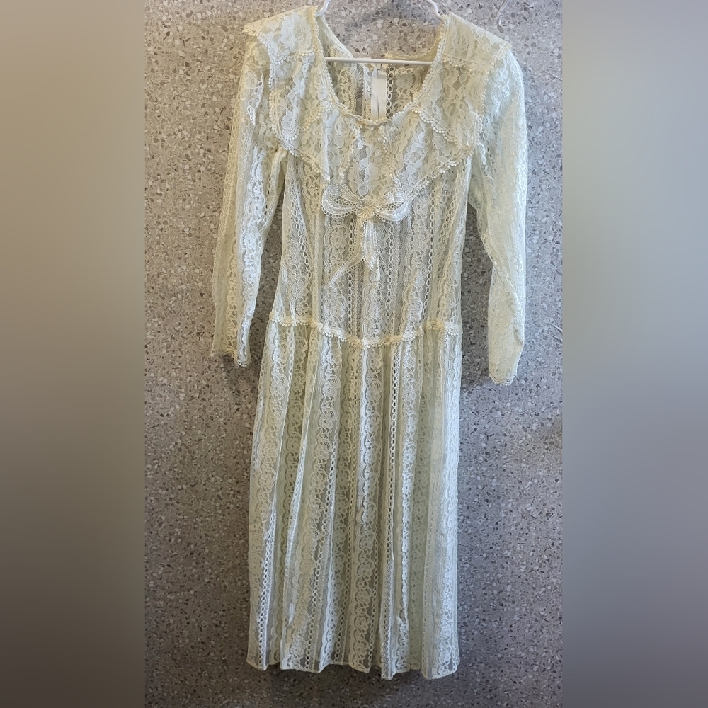 Vtg. Cachet,‎ Bari Protas Lace Wedding, Formal,Prom,Drop Waist Dress/Slip,  9/10
